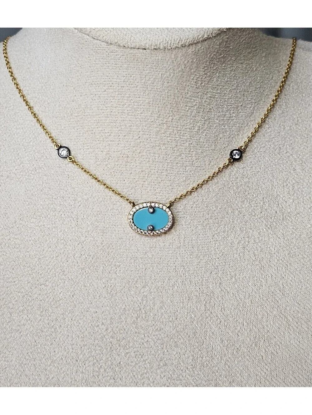 Retired Freida Rothman Turquoise Pendant 925 Sterling Silver Adjustable Necklace